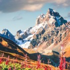 Mount Ushba, the “Matterhorn of the Caucasus,” rises over Svaneti with its twin peaks (4,690 m). Among glaciers and steep faces, it is one of the most challenging climbs in the Caucasus.