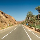 Panoramic road in southern Morocco among arid mountains, palm groves and oases, along the route linking Zagora, Ouarzazate and Marrakech.
