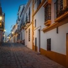 One of the characteristic streets in Ronda's historic center, lined with whitewashed houses, wrought-iron balconies and stone paving that preserves the city's traditional atmosphere.