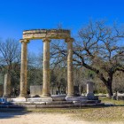 From a different perspective, the Philippeion reveals the elegance of its circular design. Olympia's unique monument dedicated to Philip II of Macedon.
