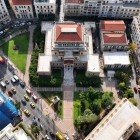 From above, the National Library of Greece reveals the elegance of its neoclassical design. For more than a century, it has preserved the country's literary and cultural heritage.