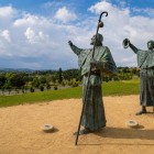The Monte do Gozo statues celebrate the thrill of first seeing Santiago. Created by sculptor José María Acuña, they capture the most anticipated moment of the Camino.