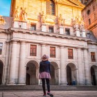 The façade of the Basilica of the Royal Monastery of El Escorial overlooks the Courtyard of the Kings, the spiritual heart of the complex and a refined expression of the Spanish Renaissance.