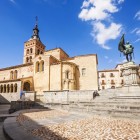 Segovia's Plaza Mayor brings together the Romanesque Church of San Martín and the statue of Juan Bravo, creating one of the city's most elegant settings, where historic architecture reflects centuries of Castilian heritage.