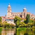 The New Cathedral of Salamanca dominates the city's skyline with its elegant towers reflected in the waters of the Tormes River. A masterpiece blending Gothic and Baroque styles, it tells centuries of Spanish history.