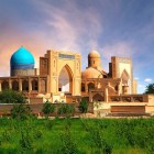The Chor Bakr Necropolis rises among gardens and ancient pools: turquoise domes, monumental portals and courtyards reveal the spirituality of historic Bukhara.