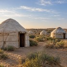 Near Lake Aydarkul, traditional yurts welcome travelers into the silence of the desert: an authentic experience of nature, Uzbek hospitality and nomadic culture.