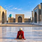 Entering the square reveals the monumental scale of the Registan, enclosed by the Ulugbek, Sher-Dor and Tilla-Kori madrasas, built between the 15th and 17th centuries.