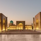 After dinner, those who wish can return to Registan Square for an optional walk: illuminated in the evening, the square reveals an even more captivating atmosphere.
