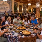 After the day’s visits, the group gathers for dinner at a traditional restaurant in Samarkand, enjoying Uzbek specialities before returning to the hotel.