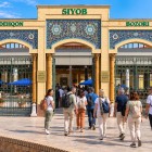 Leaving Bibi-Khanym, the route continues to the nearby Siyab Bazaar. The group enters Samarkand’s historic market, a lively centre of everyday city life.