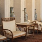 Inside the rooms, wooden furniture, upholstered seating and large decorated vases recreate the atmosphere of the court and the international taste of the last Emir of Bukhara.
